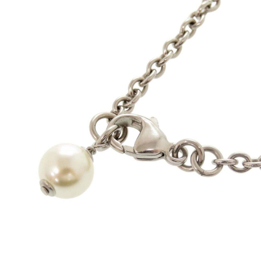 CHANEL Authentic Silver Pearl Logo Necklace - Picture 4 of 6